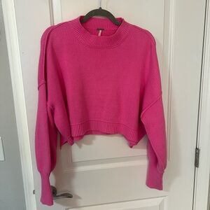 Free People Pink Easy Street Crop Sweater